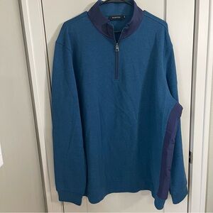 Bugatchi Men's Long Sleeve Quarter Zip Pullover 2XL NWOT Opal Blue Preppy